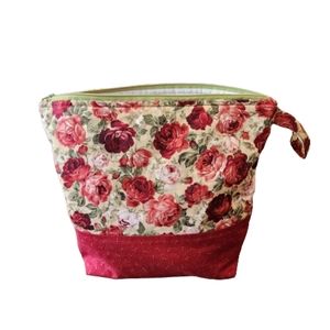 Zippered Pouch Knit Crochet Quilting Cotton Project WIP Bag Handmade EUC